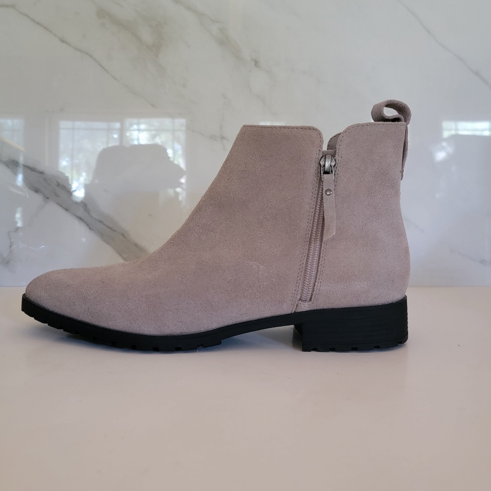 Caslon Water-Resistant Suede Heeled Booties | Nude Beige | Women’s Size 12